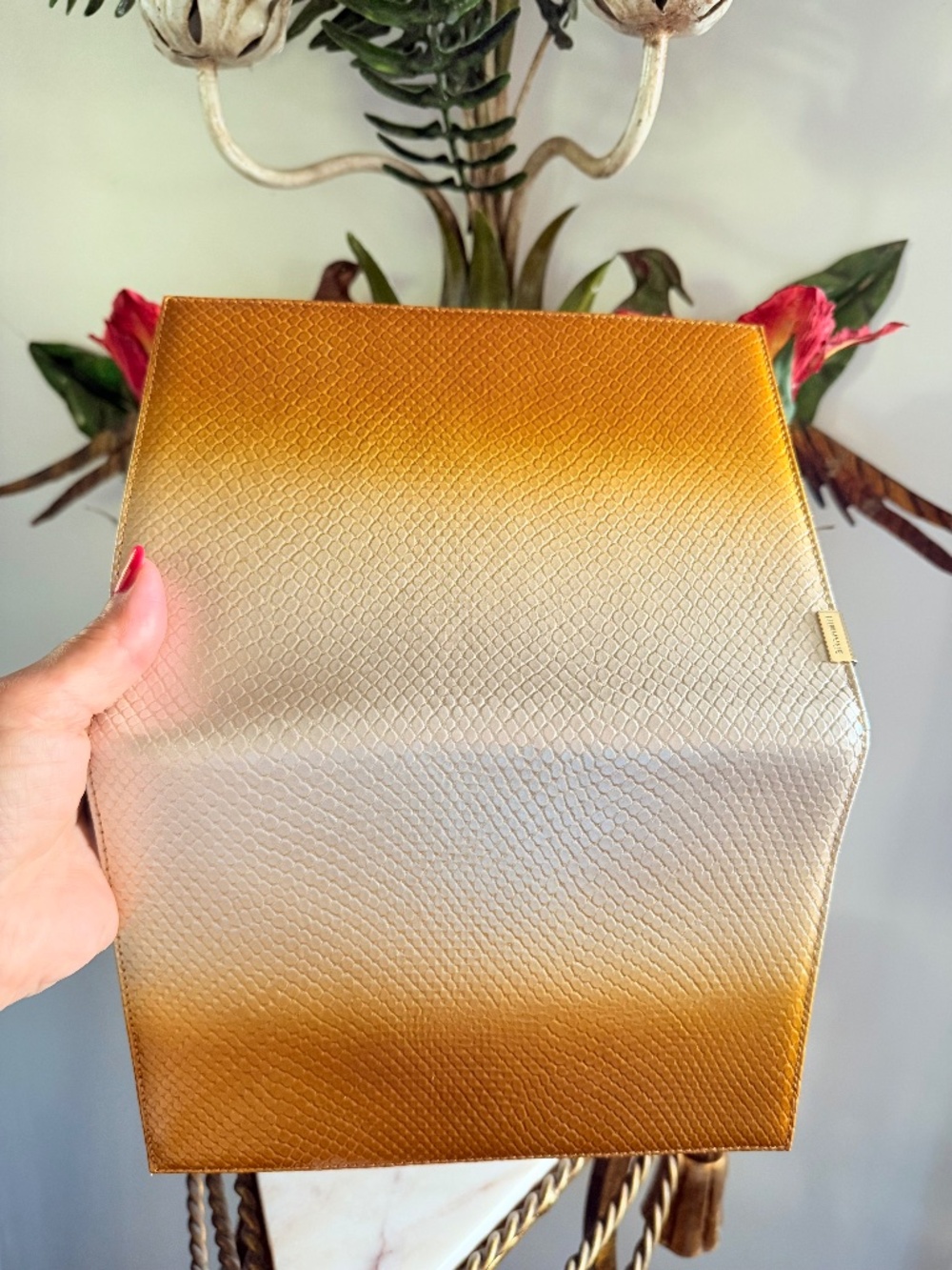 🌅 NWT Brahmin Canary Por Do Sol Ombre Sample Lizard Embossed Leather Journal 🌅